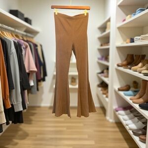 Brown Flared Ribbed Pants